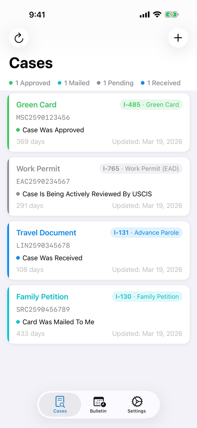TorchLight case list with four cases color-coded by status